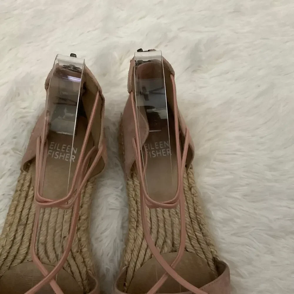 Eileen Fisher Blush Pink Suede Lace‎ Up Espadrilles - Size 7